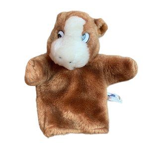 Brown Horse Hand Puppet Plush Stuffed Animal White Mane Vintage? Plastic Eyes